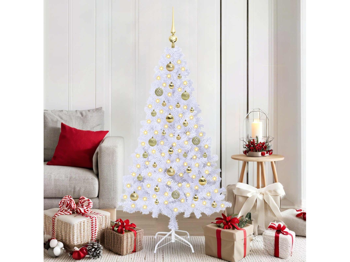 Vidaxl Árvore De Natal Artificial Branco 150 Cm Pvc E Aço