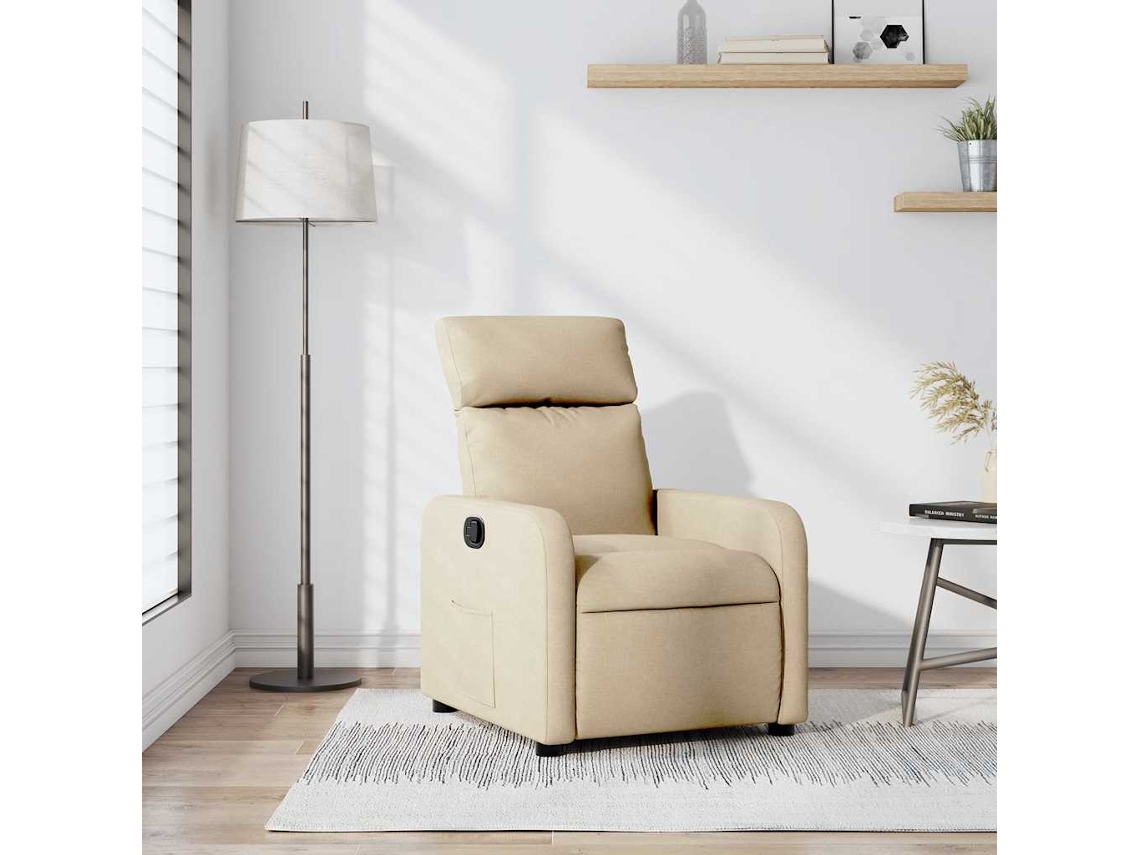 Vidaxl Poltrona Reclinável Tecido Cor Creme