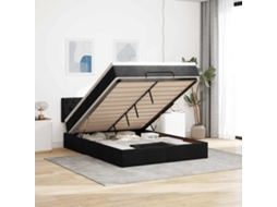 Vidaxl Cama Otomana Com Colchão Leds Preto 140x200 Cm Tecido