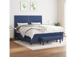 Vidaxl Cama Com Molas/colchão 180x200 Cm Tecido Azul