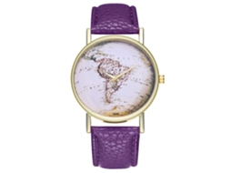 Relógio de pulso analógico Zhoulianfa Quartz Fashion Leisure em liga metálica roxa