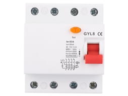Interruptor de Corrente Residual Gyl8 4p 400vac 63a Proteção Contra Vazamento Elétrico Rcbo