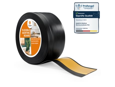 Rodapé Em Pvc 100x25mm, 20m, Flexível Autoadesivo, Rodapé Macio, Rodapé, Preto Quest