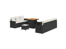 Conjunto 10 Móveis De Jardim Vidaxl Preto Vime Pe (80 X 80 X 71 Cm)