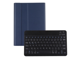 Capa Com Teclado Bluetooth Em Couro Compatível Com Ipad Pro 11 2024, Suporte Integrado, Porta-caneta, Cor Azul