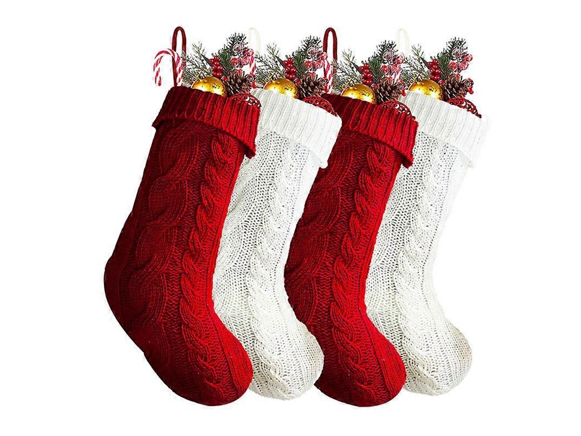 Meias De Natal Grandes Personalizadas Para Decoração De Natal Olysi Shop (45 Cm, Vermelha E Branca)