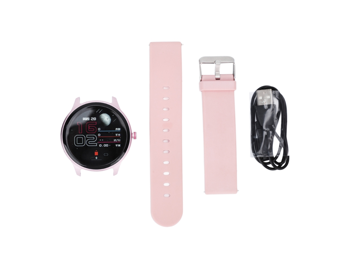Relógio Inteligente Redondo 1.28 Polegadas Ultrafino Ip68 Impermeável Rosa para Android e Ios