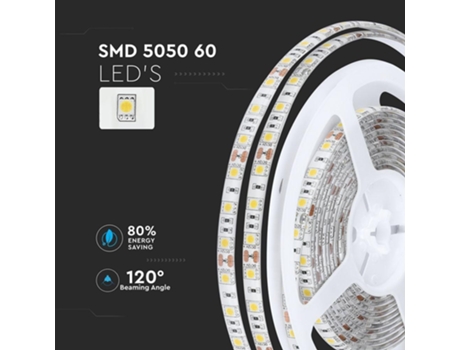 Fita Led 12V 10.8W/M 5050-60 Branco Quente Ip65 Valor para 5 Metros