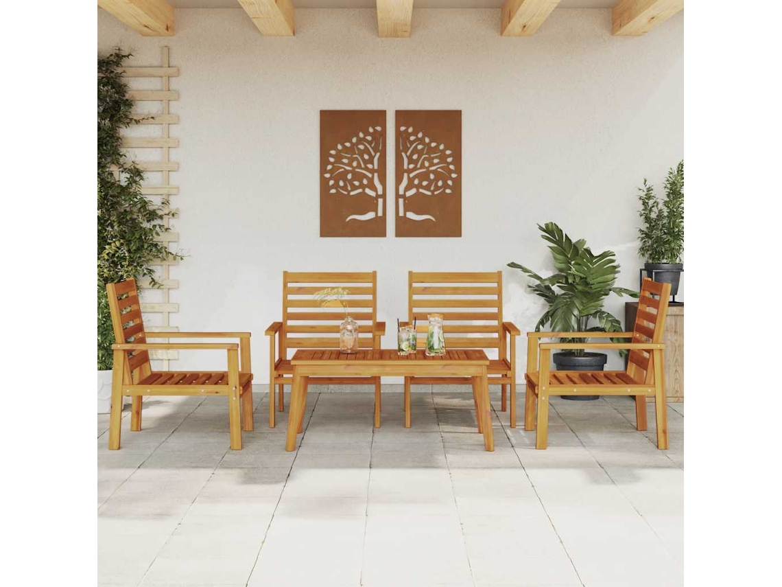 Vidaxl 5 Pcs Conjunto Lounge De Jardim Madeira De Acácia Maciça