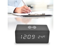 Despertador Digital Com Carregamento Sem Fio, Detecção Automática De Temperatura, Relógio Eletrônico Led Estável E Seguro, Preto Slowmoose