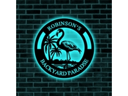 Letreiro De Led Personalizado Com Flamingo Em Neon Luminária Parede Personalizada Nome Da Família, Decoração Tropical
