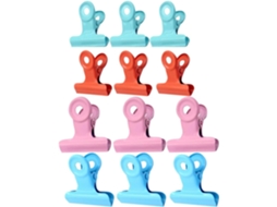 Conjunto Ukcoco com 12 clipes de plástico coloridos para selar alimentos com furo, mantendo os alimentos secos e protegidos.