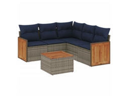 Conjunto de Sofá de Jardim, 6 Peças, Almofadas, Rattan Cinza MAISON EXCLUSIVE