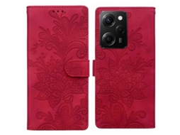 Capa De Celular Em Pu Com Fecho Magnético, Estampa Floral Em Relevo De Renda E Alça De Pulso Para Redmi Note 12 Pro 5g Global.