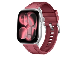 Bracelete para Apple Watch 42/41/40/38mm Borracha Fluorocarbonada com Textura Diamante Ambos Lados Vermelha XIAOMOYU