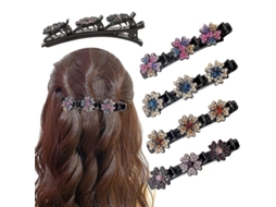 Presilhas de cabelo trançado 2026 com pedras de cristal brilhantes para mulheres, 3 presilhas pequenas, para meninas, Barretta Multiclip