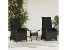 Vidaxl Cadeira De Jardim 2 Unid. Preto Aço E Poliéster
