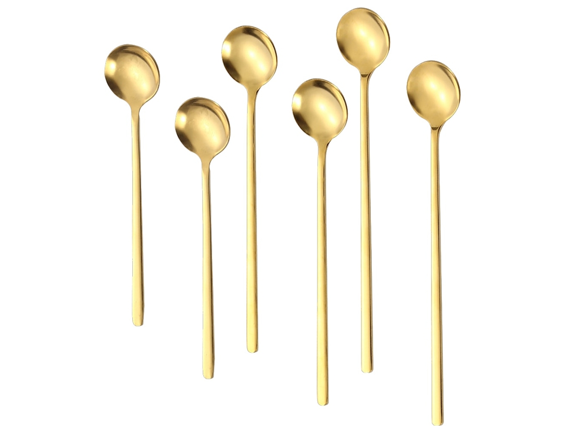 6 Peças De Cafeteira Em Aço Inoxidável Com Revestimento De Ouro