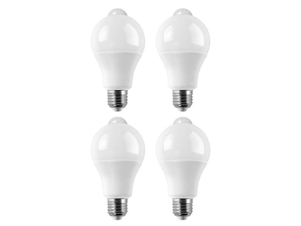 Pacote com 4 Lâmpadas Led E27 Sensor de Movimento e Sensor Pir de 9w BRILVIBERA