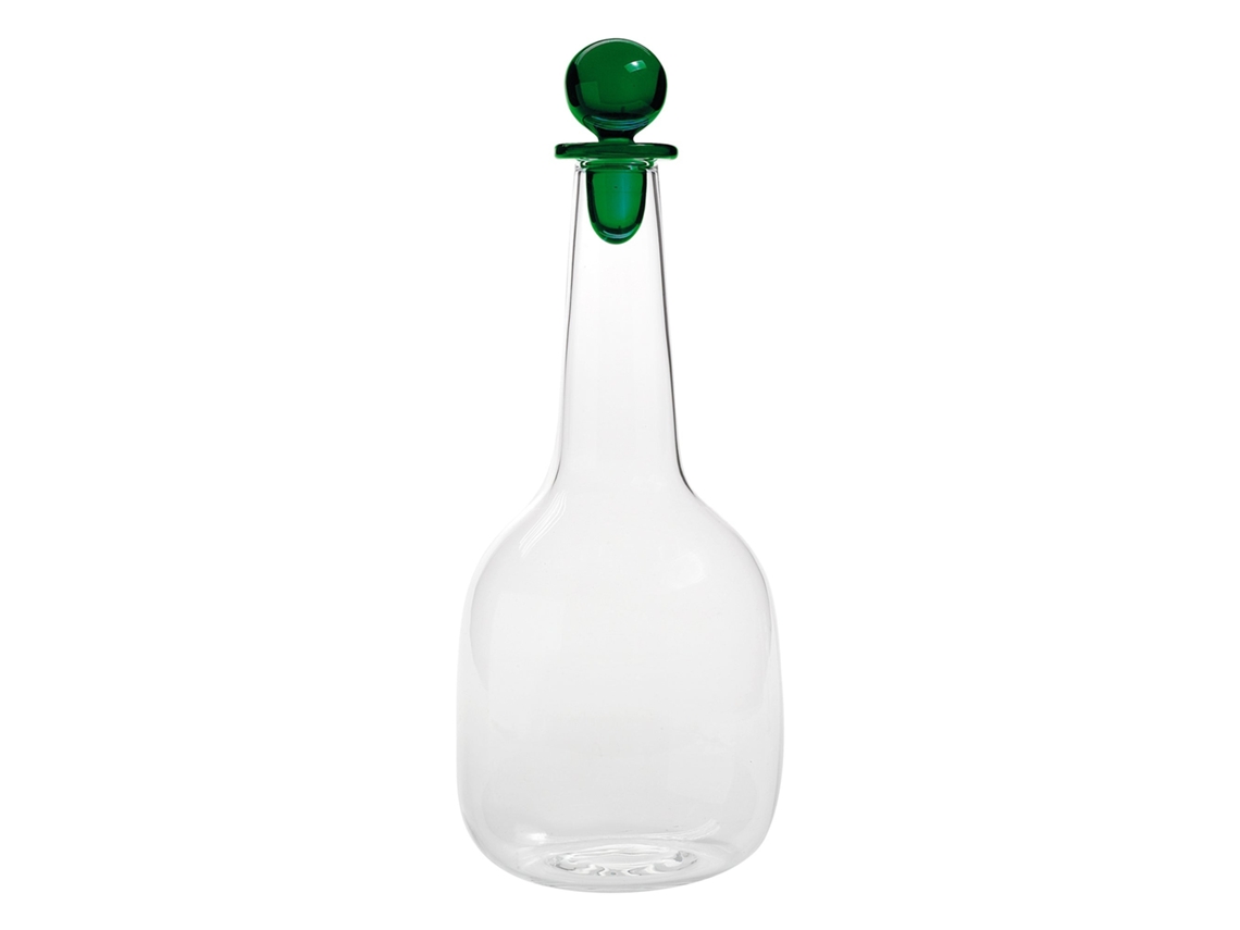 Garrafa De Açafrão Da Coleção Bilia Em Vidro Borossilicato Verde, Feita À Mão, Com Design Minimalista E Elegante Para A Mesa, Ideal Para Bebidas.