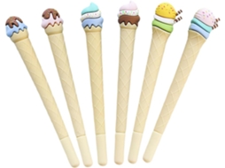 Conjunto De 6 Canetas Em Gel Azuis Lalafina Com Estampa Sorvete, Para