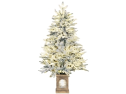 Árvore De Natal Artificial Nevada, 100 Luzes Led 8 Modos, Plástico, Verde+branco