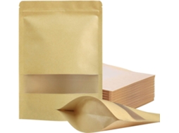 Pacote Com 100 Sacos De Papel Kraft 18264cm Para Embalagem Produtos, Fecho Correr, Ideais Armazenar Alimentos E Serem Reutilizáv Aquaforge