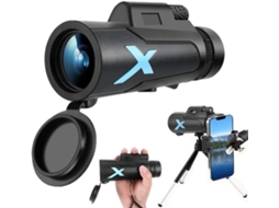 Telescópio Monocular de Alta Potência 12x50, Telescópio Monocular Pequeno de Alta Potência, para Suporte de Smartphone JIAPEI (preto)