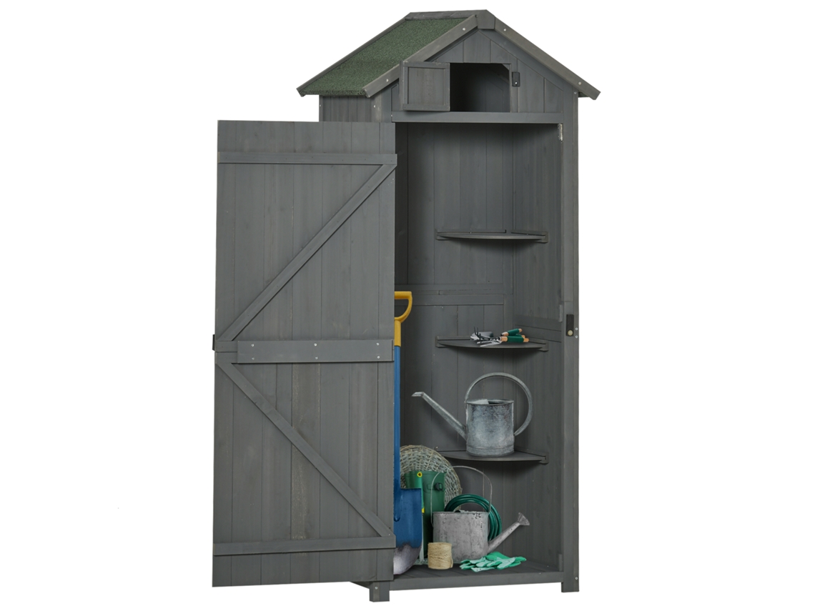 Casinha Jardim Prateleiras Janela Asfalto 77x54x179cm VELTRIX