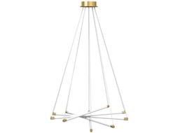 Luminária Teto Led 50w 5 Tubos Ajustáveis Dourada Branca VELTRIX