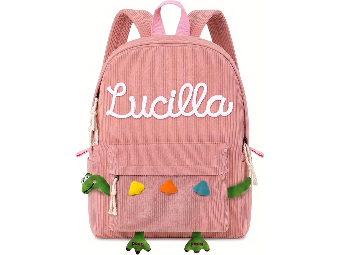 Mochila Infantil Personalizada Lorajewel Com Nome Bordado, De Veludo Cotelê Para Jardim De Infância, Leve,