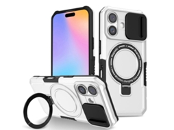 Capa Zruxe Compativel Com Iphone 16 Plus (sliding Camshield - Magsafe - Tpu - Pc - Preto - Branco)
