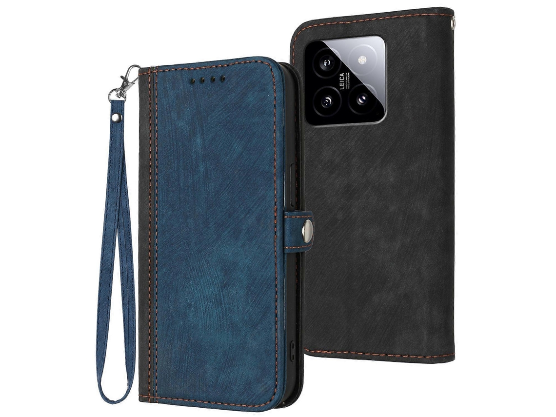 Capa De Couro Para Xiaomi 14 Com Fivela Lateral E Alça De Mão Dupla