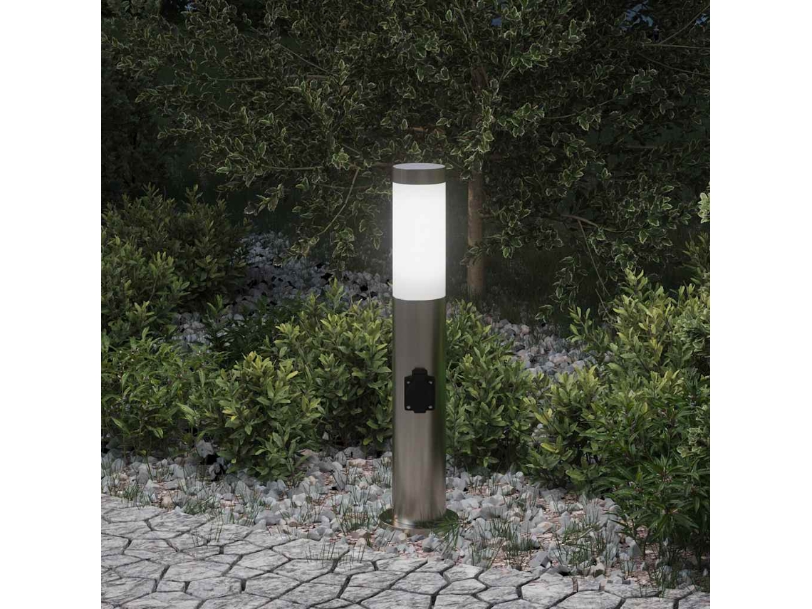 Vidaxl Luminária De Poste Com Tomada, 50 Cm, Aço Inoxidável, Ip44