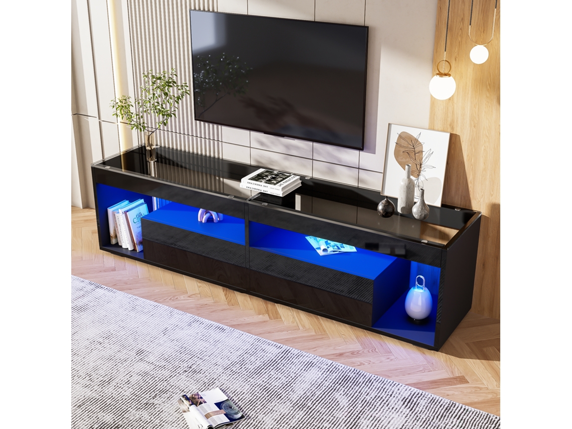 Armário Tv Led Preto, 2 Gavetas, Até 70". Cs