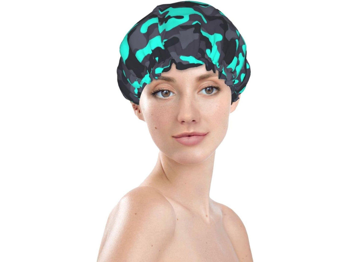 Touca De Banho Feminina, Reutilizável, Impermeável, Dupla Camada, Com Elástico, Ideal Para Cabelos Longos, Na Cor