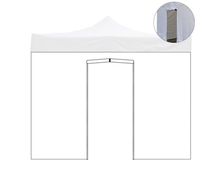 Cobertura Lateral Impermeável Branca de 6X2M com Porta de Enrolar para Gazebo Dobrável de 3X6M DIVINA GARDEN