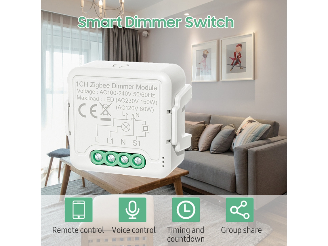 YURU módulo interruptor dimmer inteligente zigbee controle por voz app temporizador compatível com alexa para lar escritório