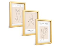 Composição De Quadros Silhuetas De Mulheres, Pôster Minimalista Espelharte (3 Peças 20x30 Cm)
