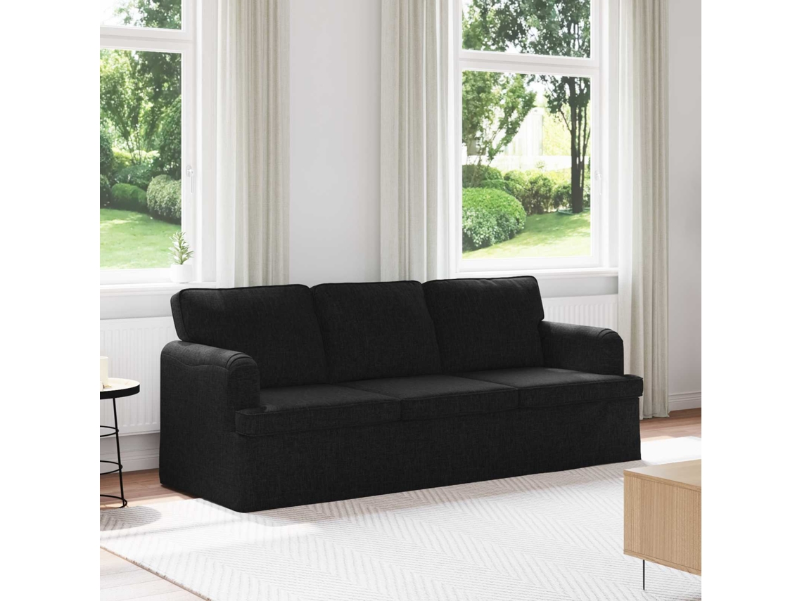 Vidaxl Sofá Preto 201 X 80 X 85 Cm Tecido