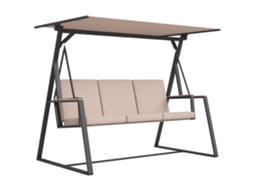 Loja Balanço de Jardim Hollywood 3 lugares, com Dossel Solar, Resistente às Intempéries, Bege + Vermelho Envio Rápido
