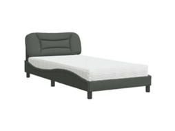 Cama com Colchão MAISON EXCLUSIVE Hvar 100x200cm tecido cinzento escuro