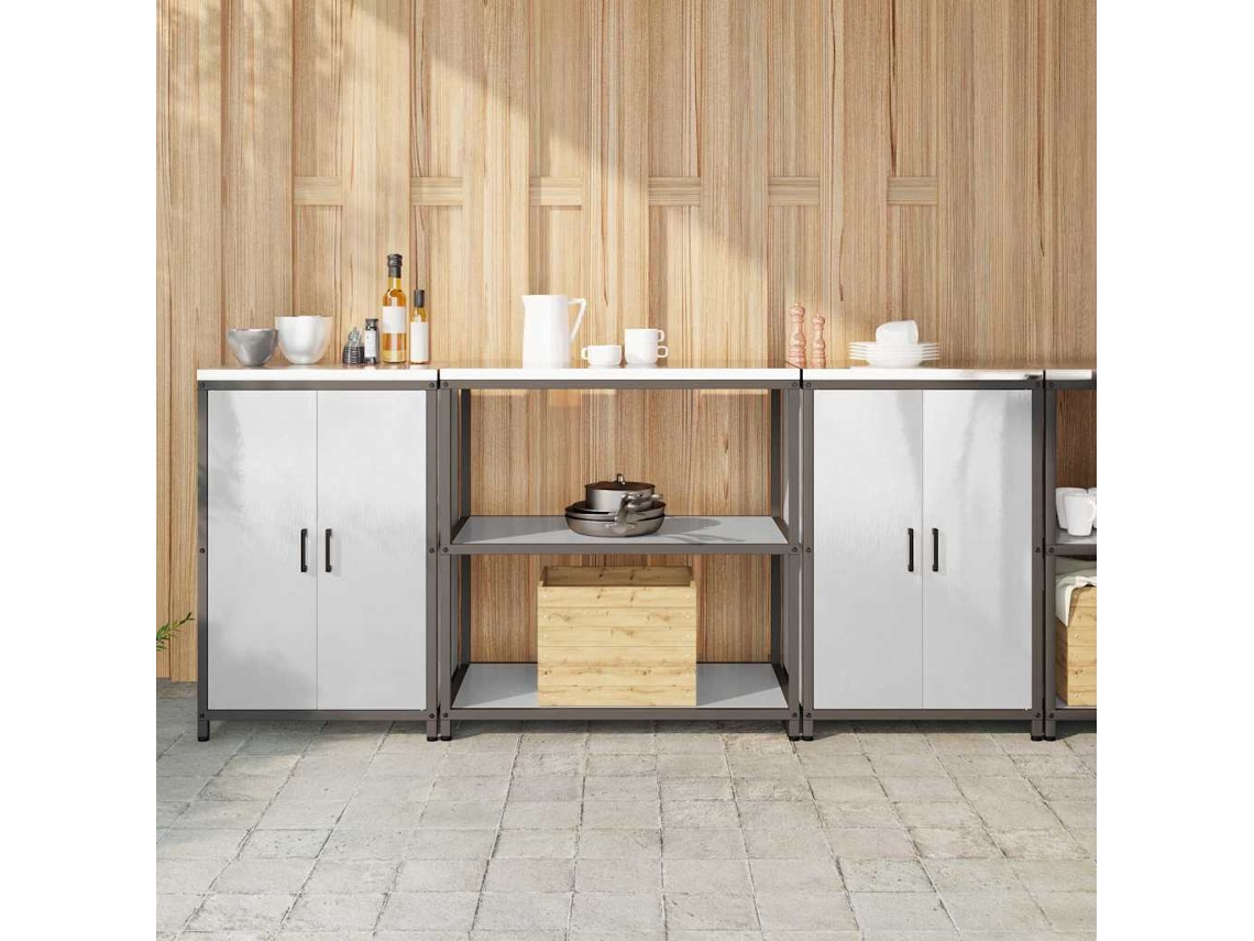 Vidaxl Conjunto De Armazenamento De Cozinha Hattem 3 Pcs Prateado