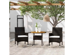 Vidaxl 3 Pcs Conjunto De Jantar Para Jardim Vime Pe Preto