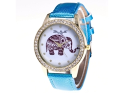Relógio de pulso analógico de quartzo com pulseira de PU, mostrador redondo, estilo fashion (azul royal)