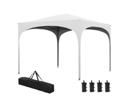 Tenda Dobrável 3x3 M De Jardim Com Altura Ajustável Bolsa De Transporte Tecido Anti-uv E Sacos De Areia Branco