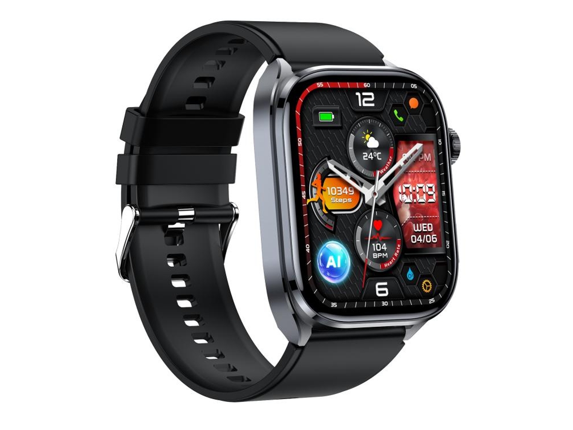 Smartwatch Com Tela Colorida De 2 Polegadas E Suporte Para Monitoramento De Saúde (pulseira De Silicone Preta)