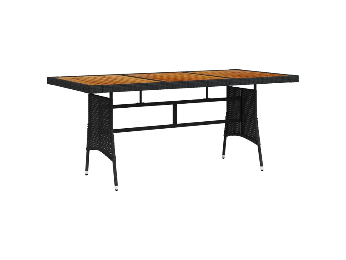 Vidaxl Mesa De Jardim 160x70x72 Cm Vime Pe E Acácia Maciça Preto