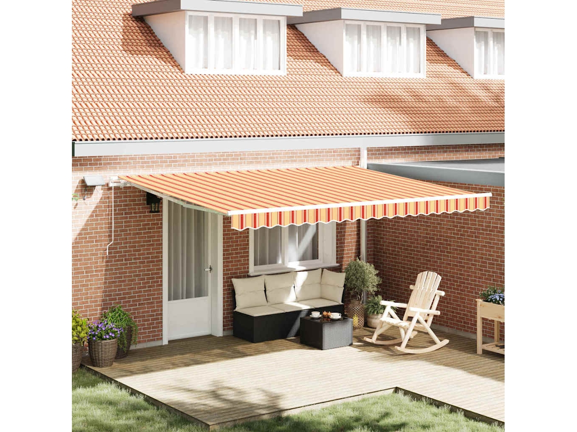 Vidaxl Toldo Retrátil Amarelo E Laranja 450 × 300 Cm Tecido E Alumínio