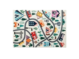 Tapete com Estampado de Autoestrada, Fundo Branco, Pelúcia Macia, Fácil de Cuidar, Cores Vibrantes. BAGOLY